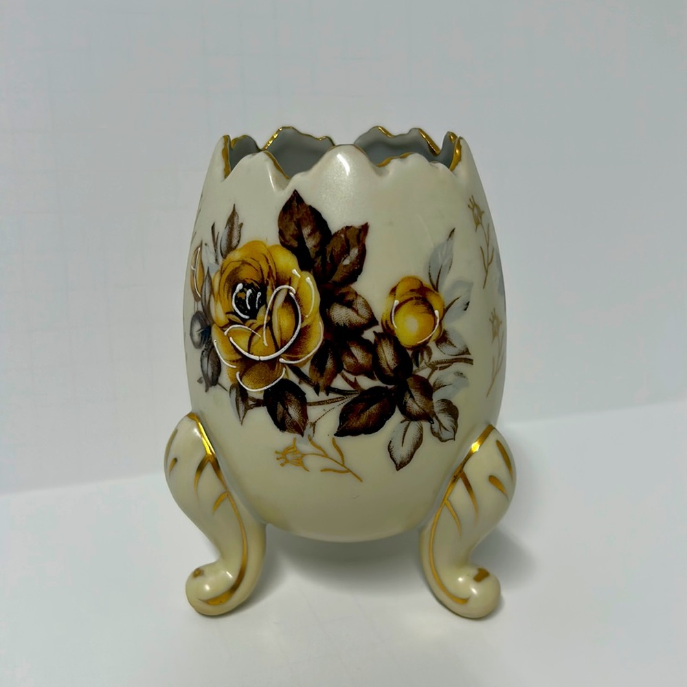 Vintage Napcoware Porcelain Floral Egg Vase 70s Vibes